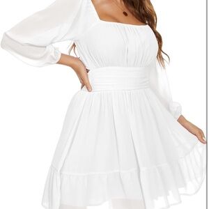 Elegant White Long Sleeve Dress